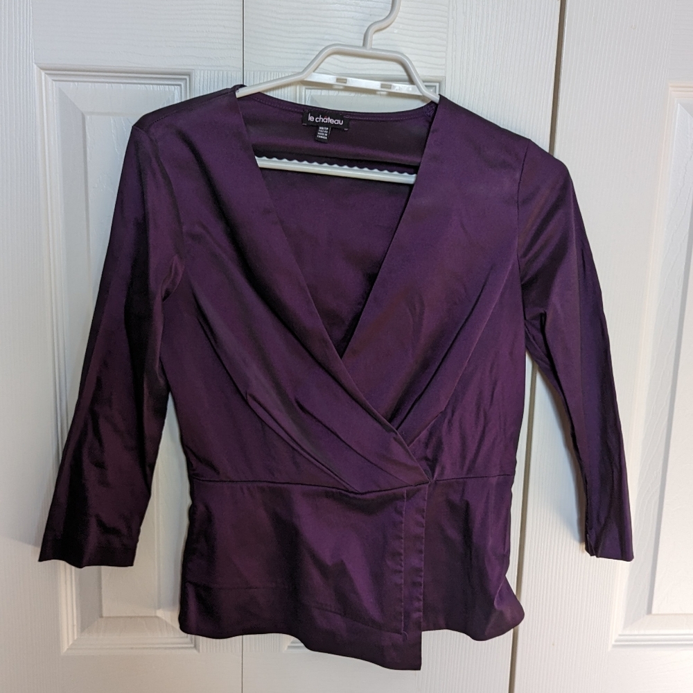 Purple Le Chateau Taffeta Peplum Top